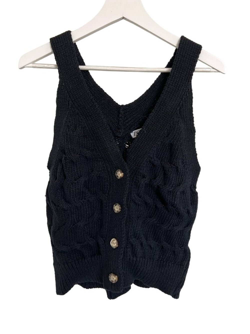 Zara Black Cable Knit Sweater Vest